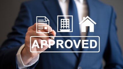 Loan Application Approved: A Businessman Signs Digital Mortgage Approval