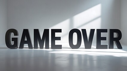Game over message in bold letters on a simple background with natural light