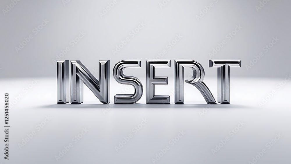 Aufkleber text in metallic font with a focus on the word insert on a plain surface