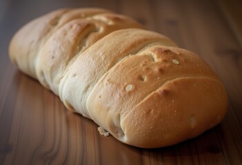 Fototapeta premium Freshly baked artisan bread with golden crust sesame seeds and flour dusting placed on parchment paper ideal for breakfast or snacking