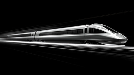 High speed train in motion with modern sleek aerodynamic design transport technology on dark background dramatic lighting