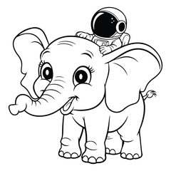 Adorable Baby Elephant Coloring Page Illustration