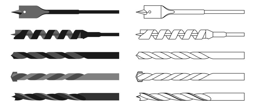 drill bit icon set vector illustration isolated on white background.