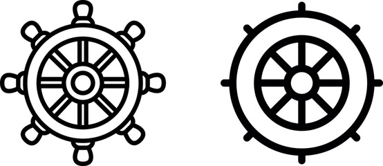 Buddhism Wheel Icon Vector Symbol Set for Spiritual and Cultural Designs