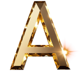 Gold crystal gem A letter  png clipart cutout transparent isolated