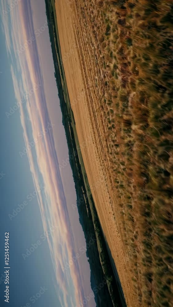 Poster rolling golden fields with soft waves of grass swaying in the wind.