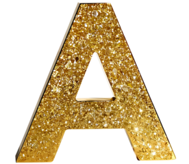 Letter A gold glitter alphabet a png clipart cutout transparent isolated