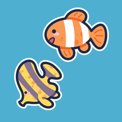 Sea Animal in cute colorful design for kids and education