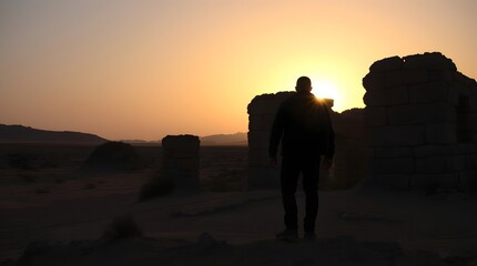 Fototapeta premium Romantic silhouette of a loving couple embracing on a golden beach at sunset against a dramatic sky