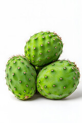 Raw Green Prickly Pear Fruit isolated on white