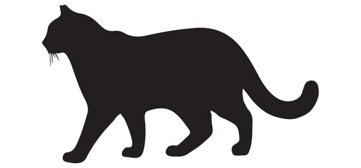 Silhouette Vector Graphic of a Black Cat Walking Illustration