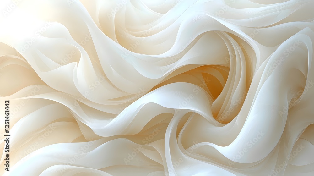 Poster a soft, flowing abstract background featuring delicate, cream-colored waves that create a serene and