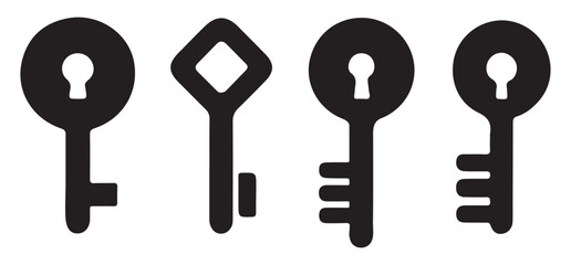 Vintage Key Vector Silhouette Collection Access Granted Design Template