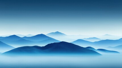 Serene Blue Landscape with Soft Mountains and Gentle Water Reflection