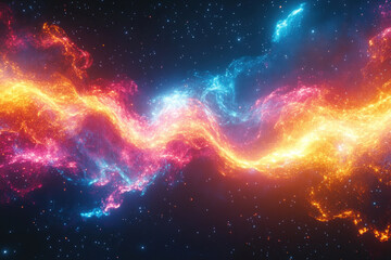 Fototapeta premium Vibrant colors swirl in a cosmic dance, forming a stunning and intricate nebula against the dark expanse of space.