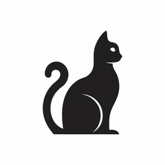 Minimalist Cat Silhouette Logo with Smooth Vector Design.