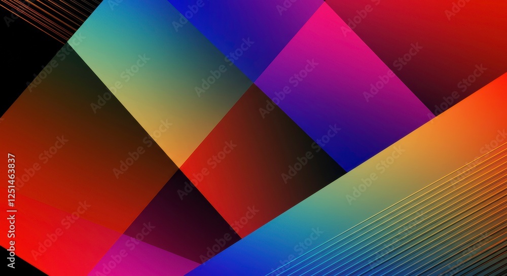 Poster abstract geometric pattern: vibrant, dynamic interplay of color and shape. a striking design featuri