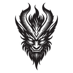 Devil Face Silhouette Vector Graphic Illustration with Horns Design