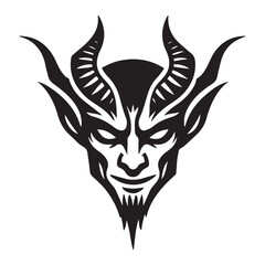Silhouette of a Devil Face Vector Graphic Art Illustration