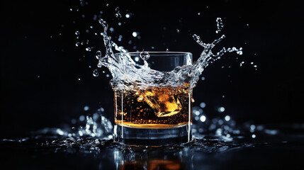 A striking image of a beer glass mid-splash against a dark background