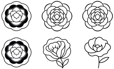 Line art flower, floral vector design
