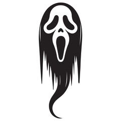 Scream Ghost Face Silhouette Vector Illustration Halloween Scary Design