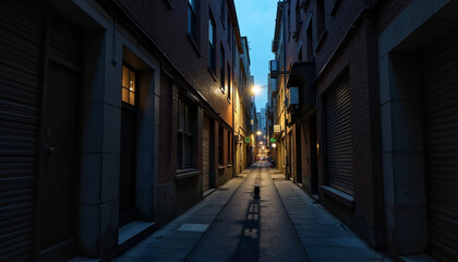 Fototapeta premium Loneliness in empty alleyway at night