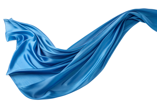 Beautiful flowing blue silk fabric in motion