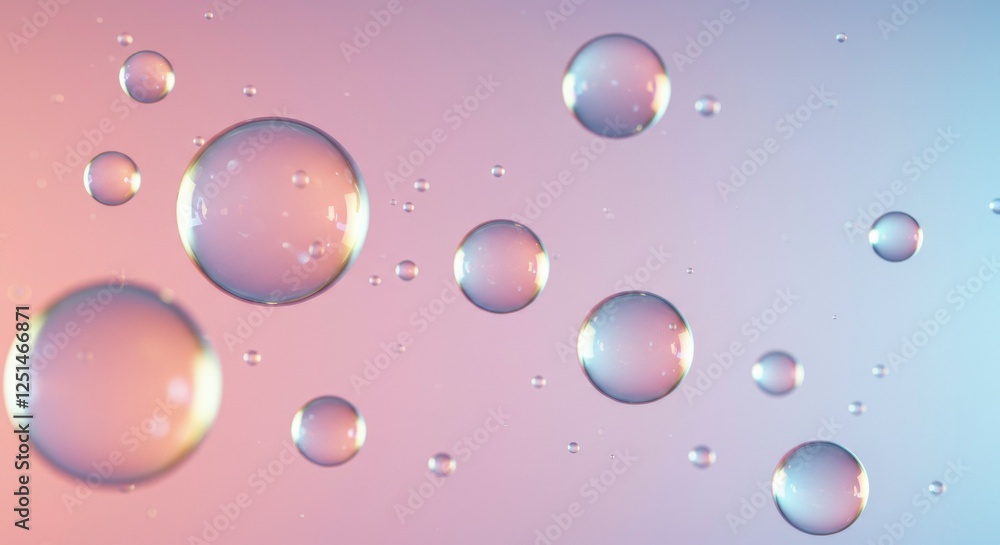 Aufkleber abstract bubbles on pastel: a mesmerizing abstract design featuring iridescent bubbles suspended in 