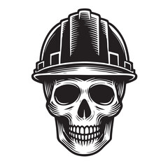 Intricate Skull Construction Hard Hat Silhouette Vector Illustration Safety