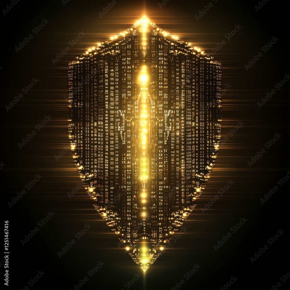Aufkleber golden glowing geometric shape design using light effects and patterns with decorative design elemen
