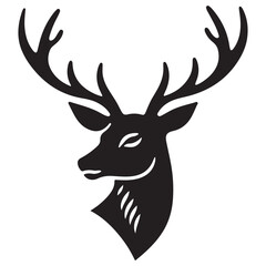 Silhouette of majestic deer head with antlers wildlife illustration