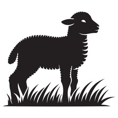 Adorable Lamb Vector Silhouette Illustration Design for Baby Products