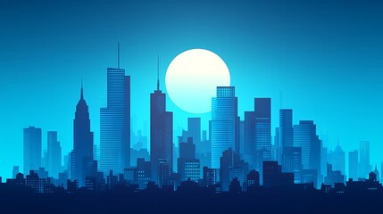 Naklejka premium Double exposure, luxury modern highrise buildings and the city can use for business and finance background, blue tone