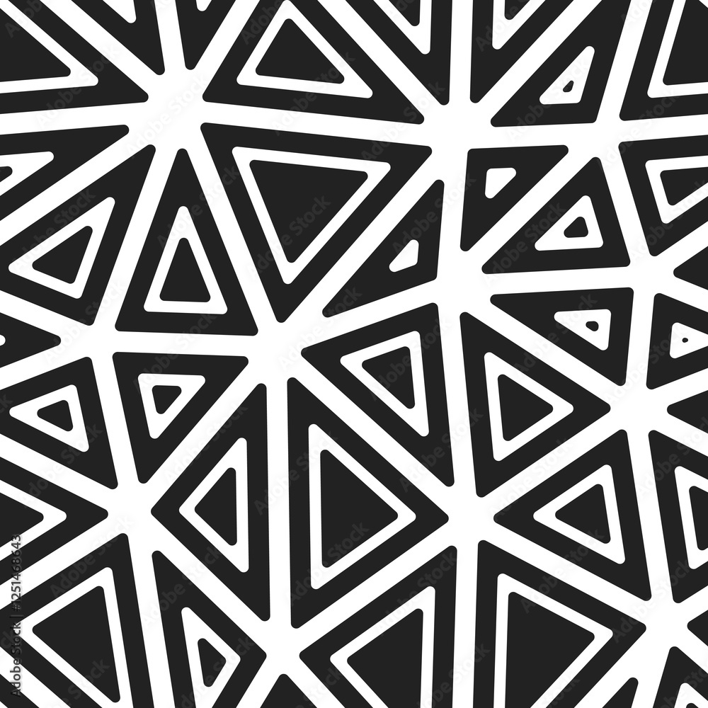 Poster geometric background. rounded solid shapes in frames. big triangles size. black and white style. rep