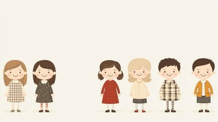 Obraz premium Children in stylish clothes against plain background. Possible use stock photo