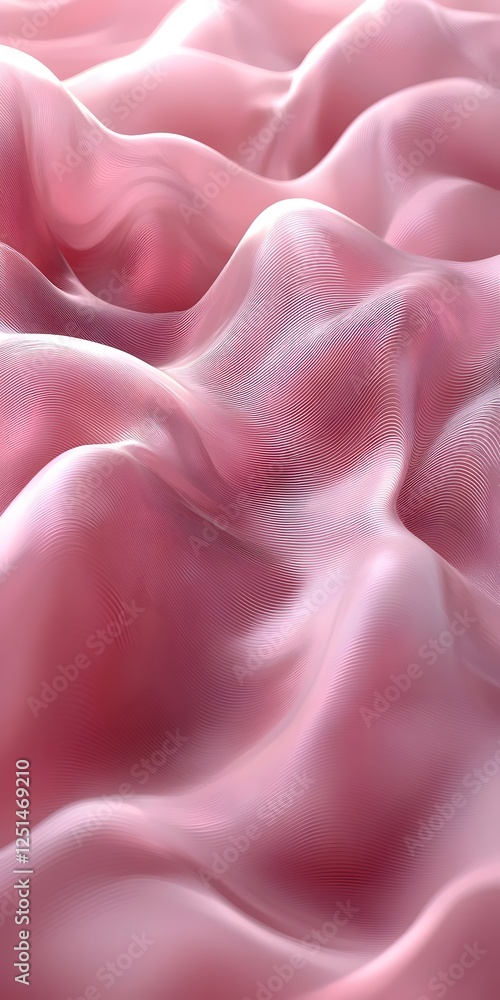 Poster a beautifully textured wave pattern in soft pink hues, creating a serene and calming visual effect, 