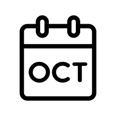October icon with calendar page for month and date representation