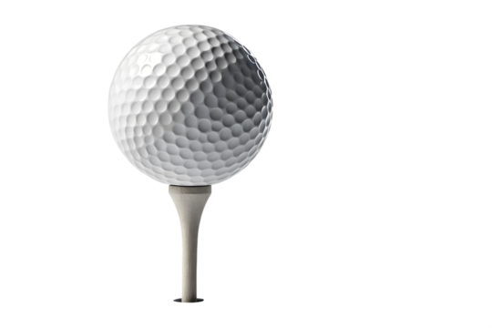 Golf ball positioned on a tee for a swing