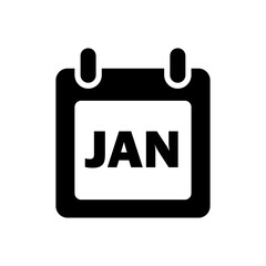 January icon with calendar page for month and date representation