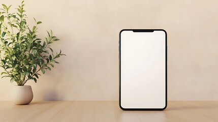 A smartphone mockup featuring a blank white screen, ideal for showcasing designs or apps.