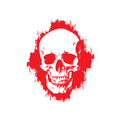 Skull, skull with gunge effect.  Human Skull Logo vector.