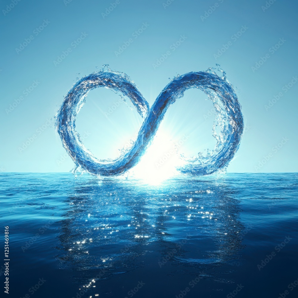 Aufkleber infinity symbol formed by water splash over ocean surface for digital art design inspiration and use