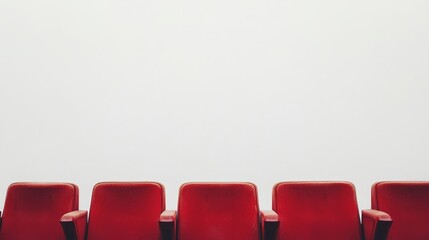 Fototapeta premium People sitting in cinema hall with white blank screen. View from back. Rows of seats, red cinema chairs. Theater empty scene. Movie theatre. Flat style cartoon design. Vector eps10 illustration.