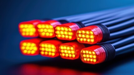 Vibrant Red LED Lights with Black Cables Display