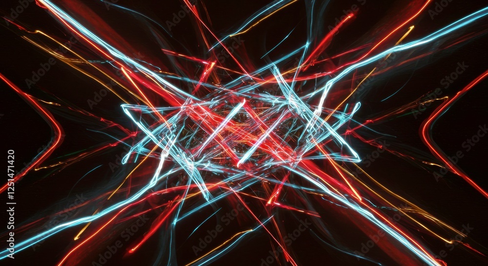 Aufkleber abstract light trails: dynamic, vibrant light trails intersect and crisscross, creating a mesmerizin
