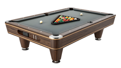 Pool table set up for a game in a casual setting