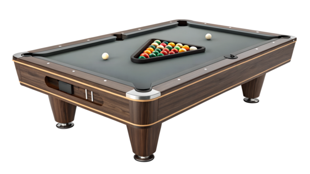 Pool table set up for a game in a casual setting