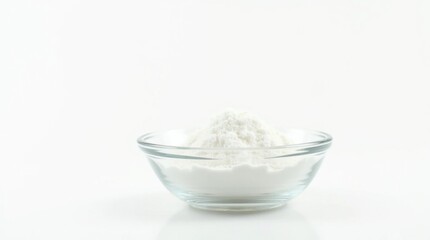 Transparent Bowl of Sugar on White Background