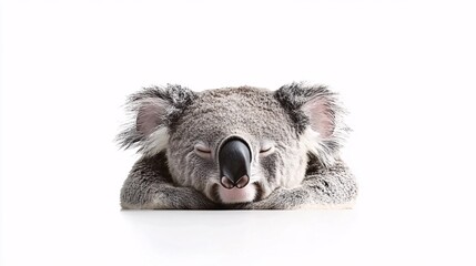 Naklejka premium resting on a white background with its eyes closed, peaceful expression and soft fur. koala.isolate on white background.Illustrations 
